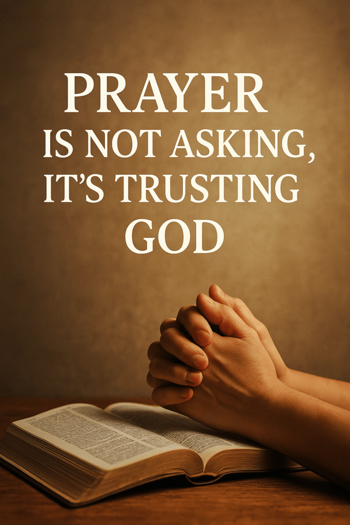 Hands in prayer resting on an open Bible, representing trust and faith through prayer