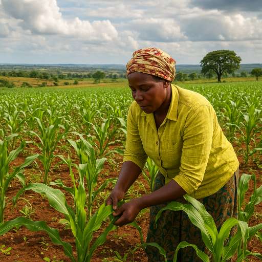 A woman farming and Why is Africa importing grains and foods